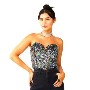 Sequined Bustier Top